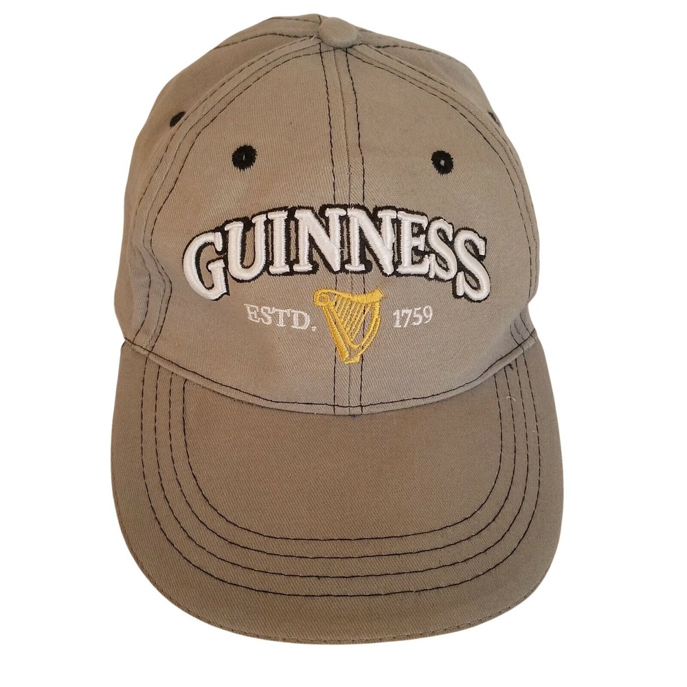 Guinness Hat Baseball Cap Gray Hook Loop Adjustable St James Gate Dublin Ireland